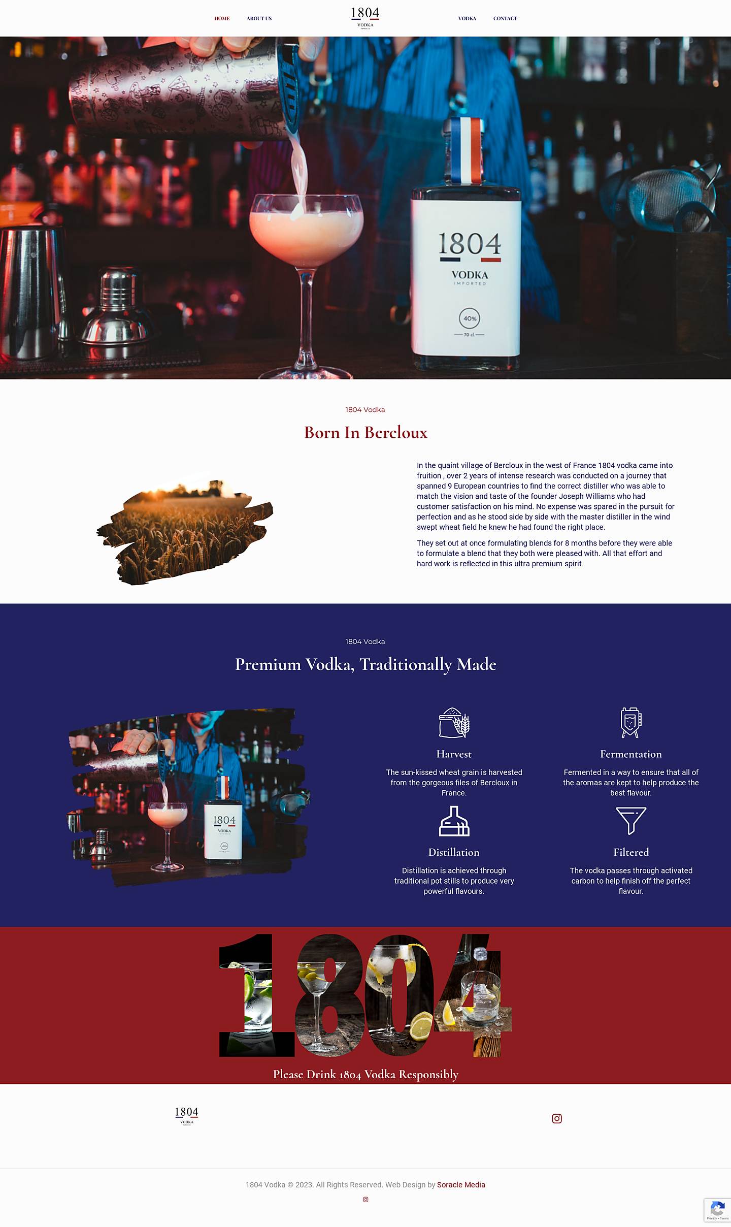 The 1804 Vodka website, full length