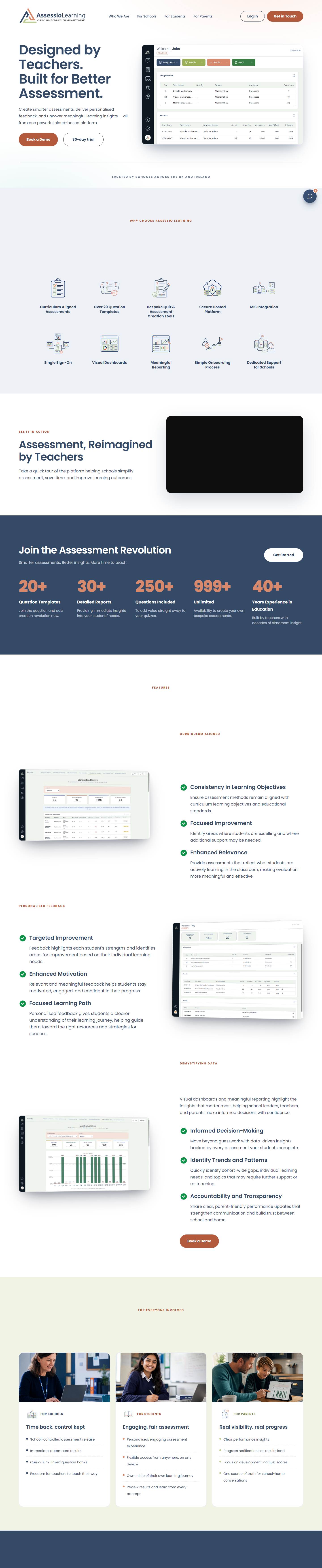 The Assessio Learning website, full length