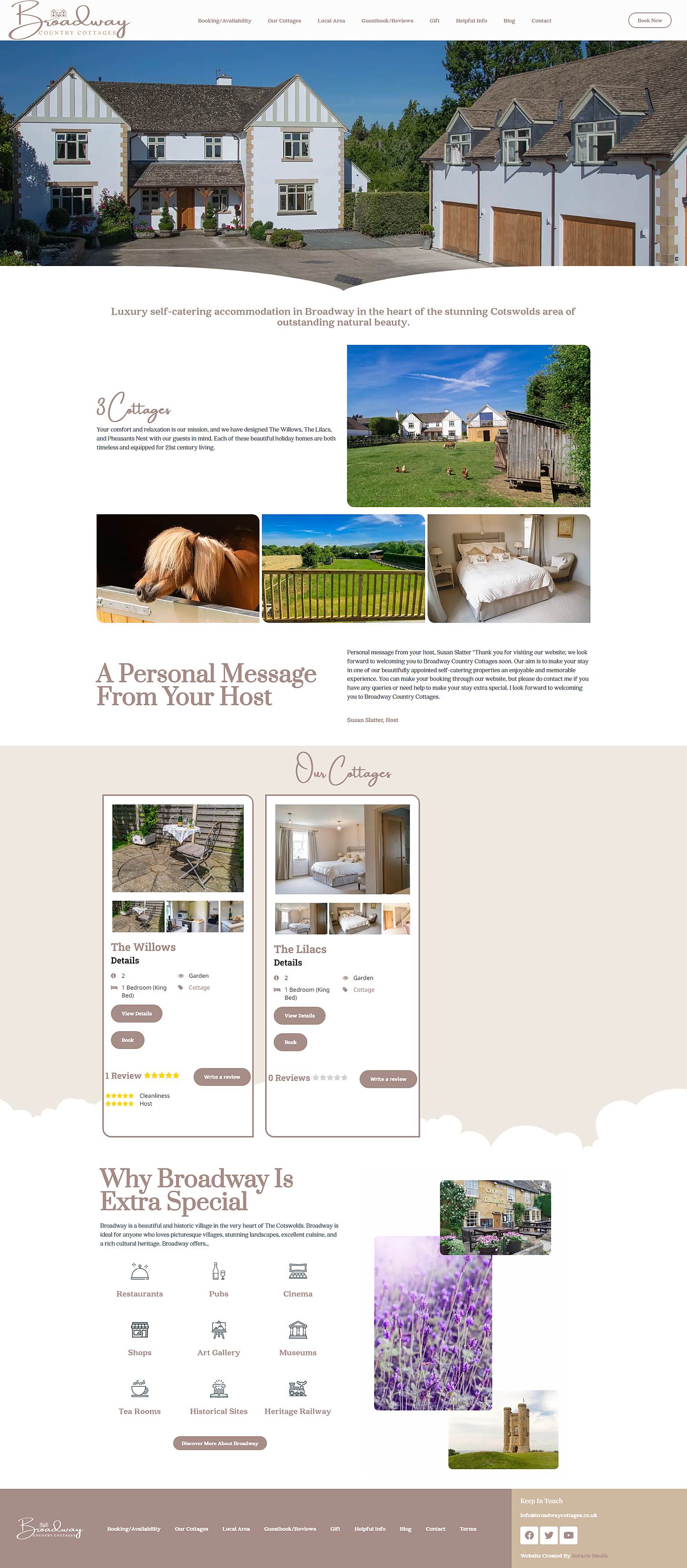 The Broadway Country Cottages website, full length