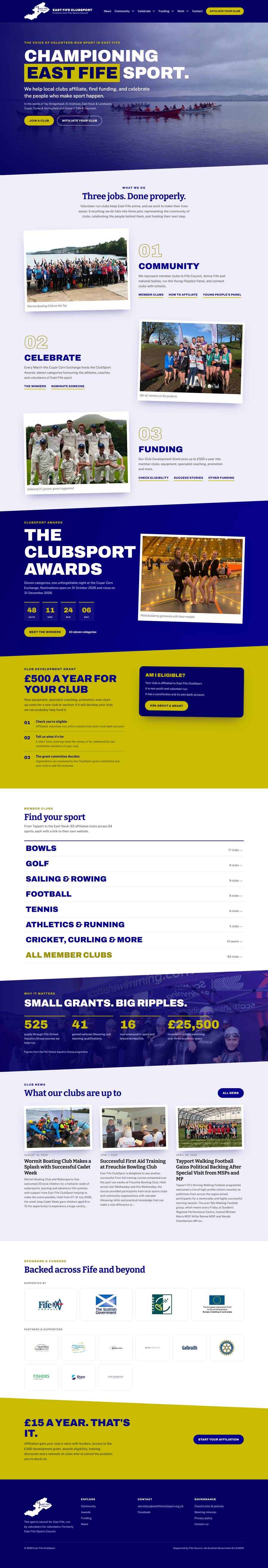 East Fife ClubSport website, full page