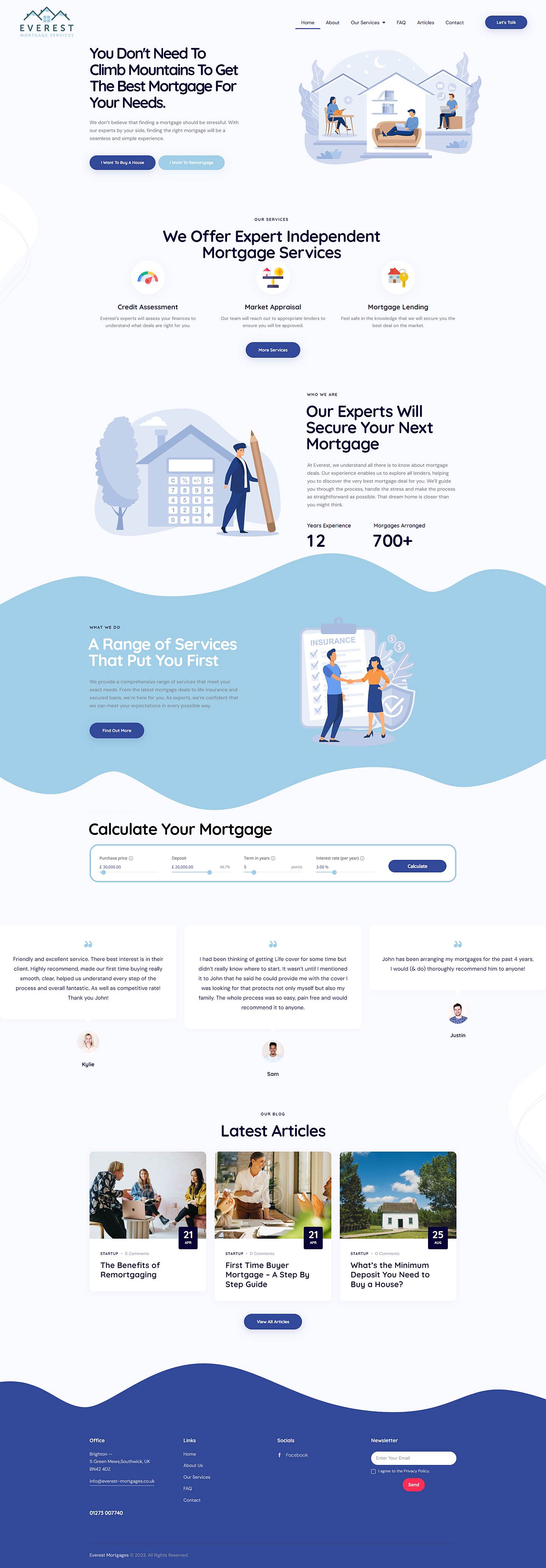 The Everest Mortgages website, full length