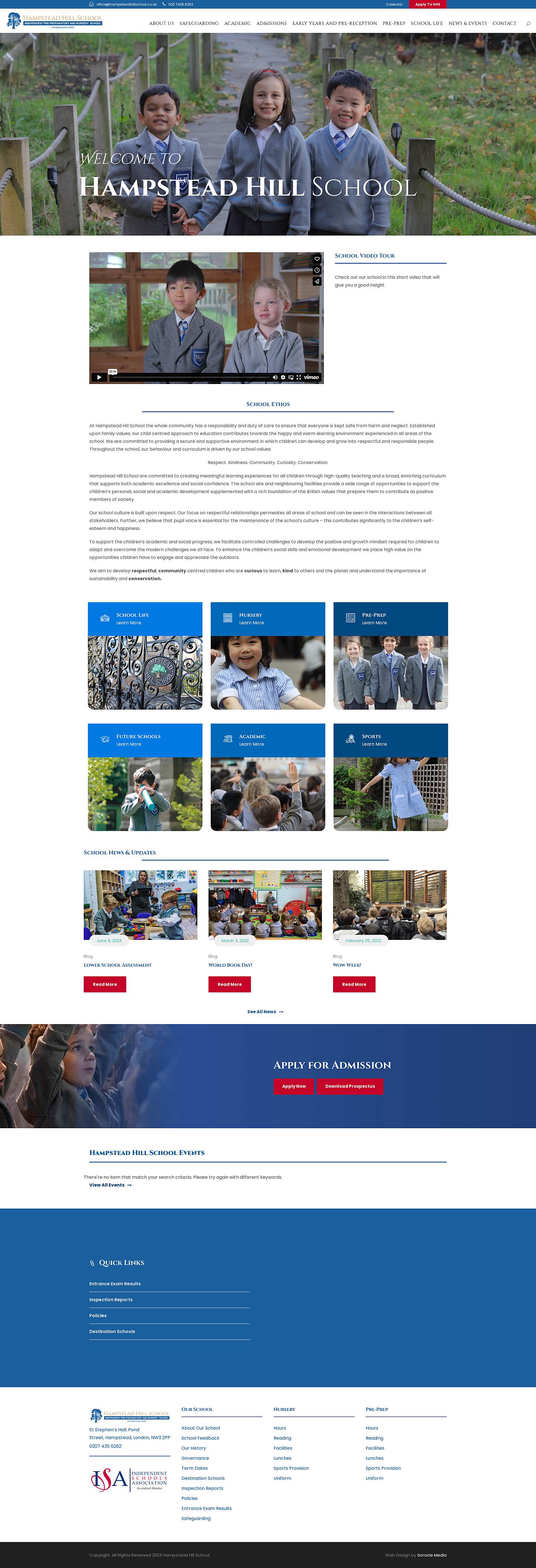 The Hampstead Hill School website, full length