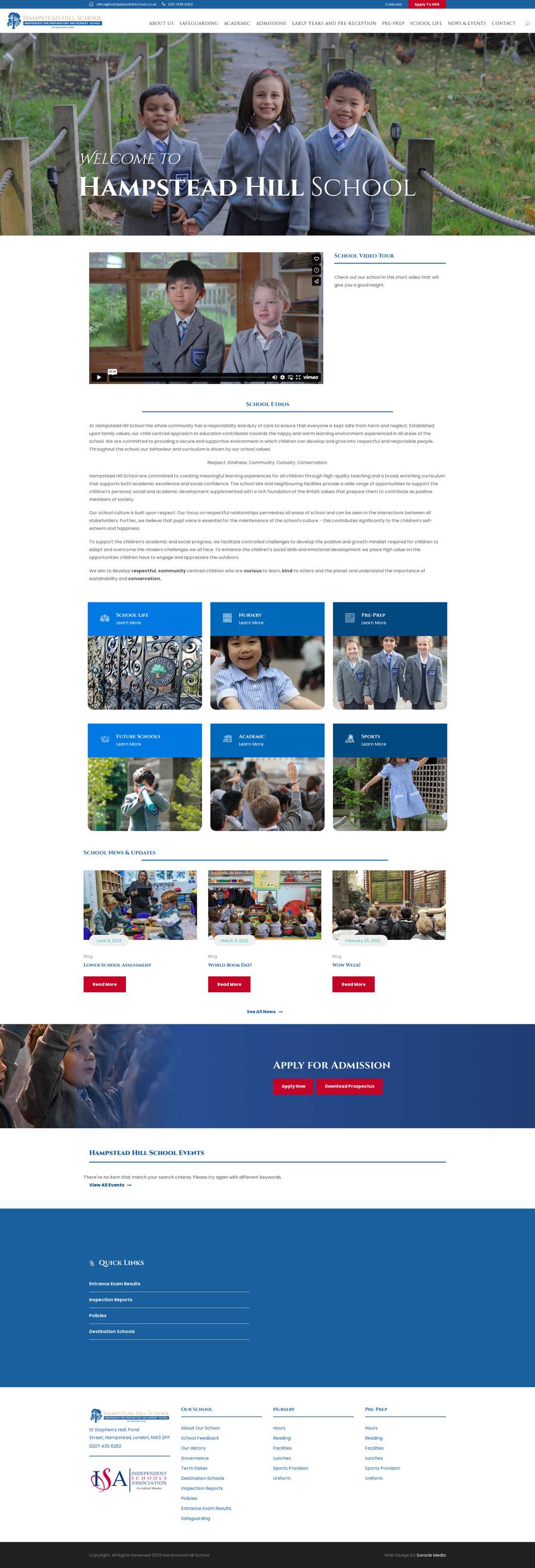 Hampstead Hill School homepage, full length
