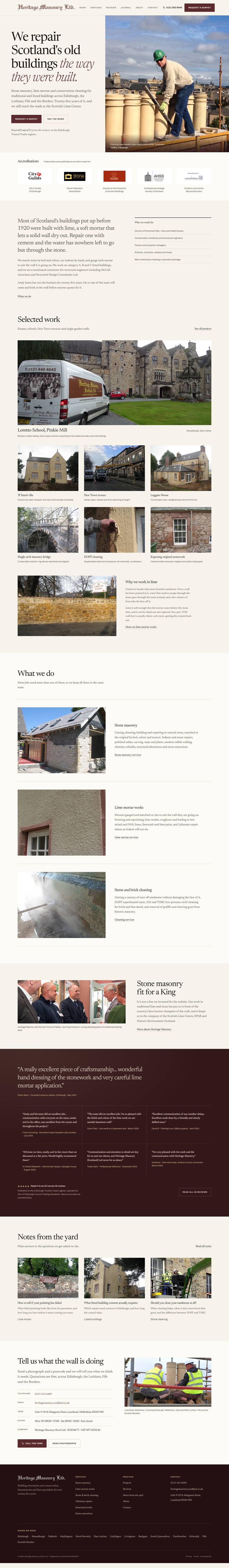 Heritage Masonry Scotland website, full page