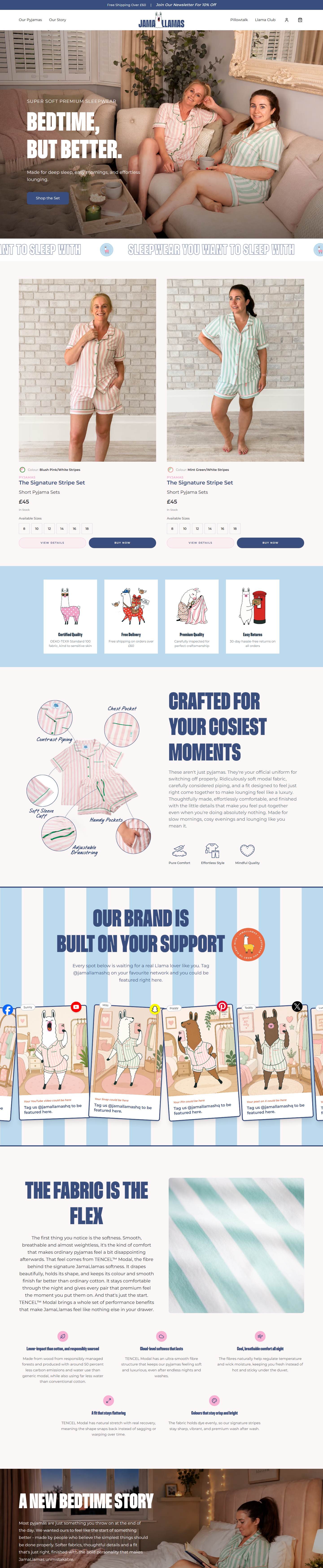 The JamaLlamas homepage, full length