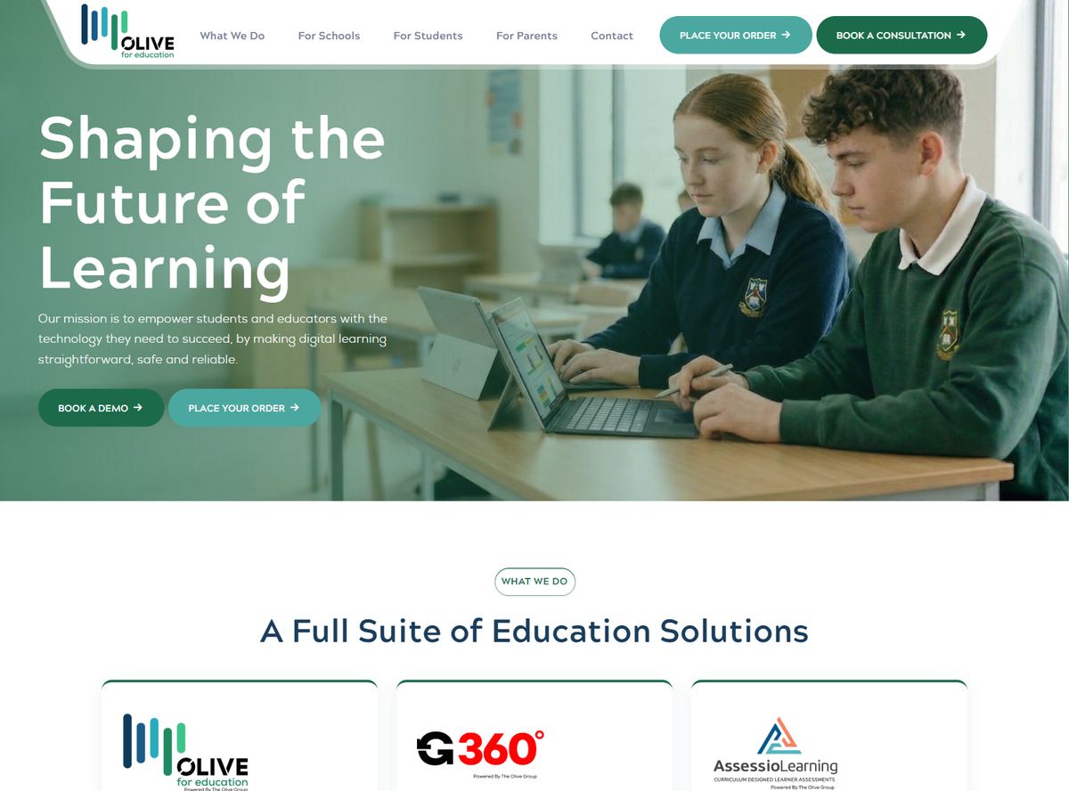 Olive For Education homepage