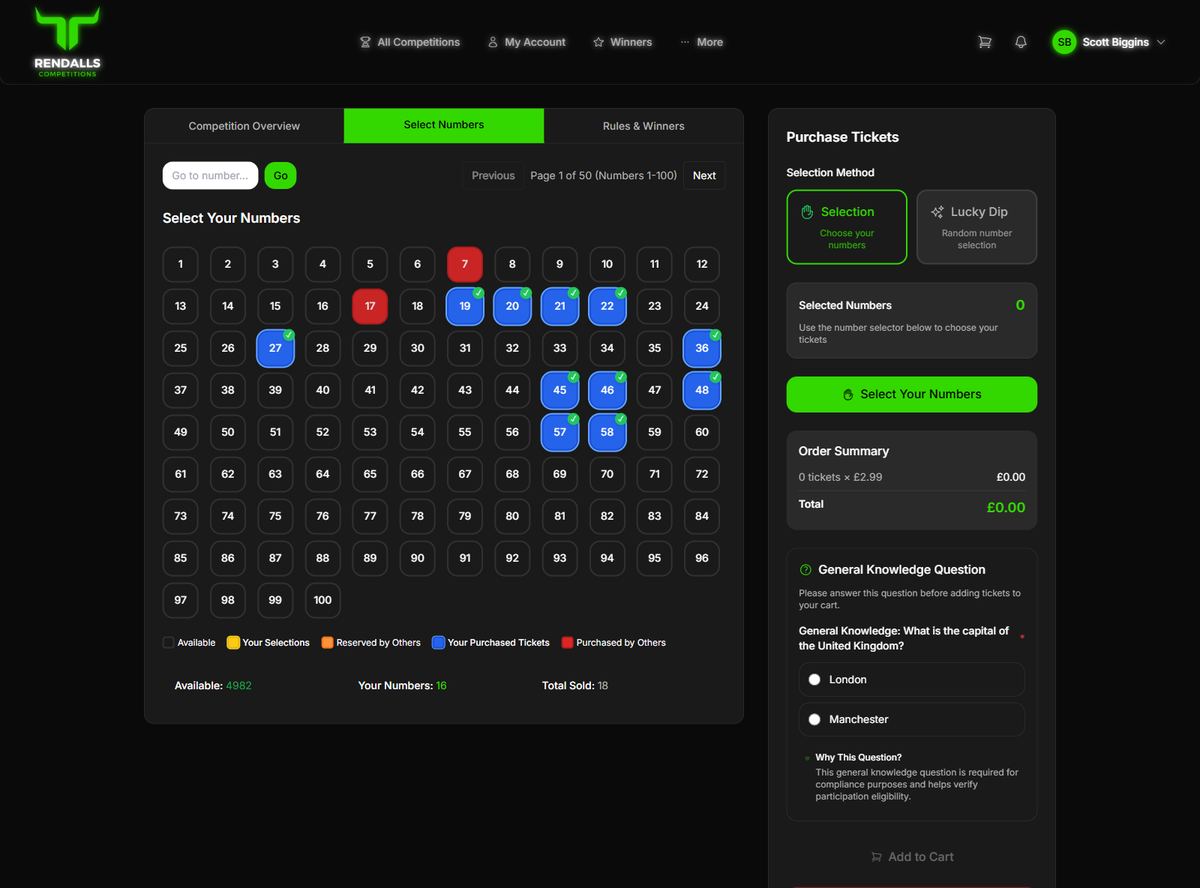 Rendalls Competitions homepage