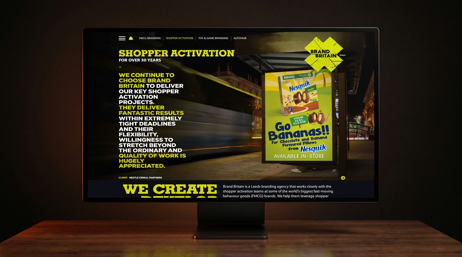 Brand Britain website on a desktop monitor in the studio